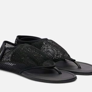 Alaia Black Mesh Womens Sandals